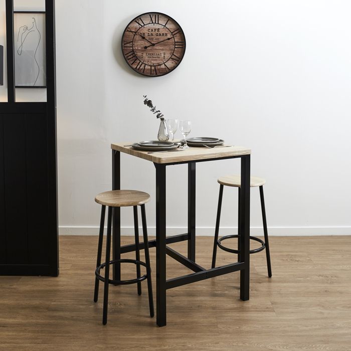 Table Mange-Debout - HOME DECO FACTORY - Loka - Marron et Noir