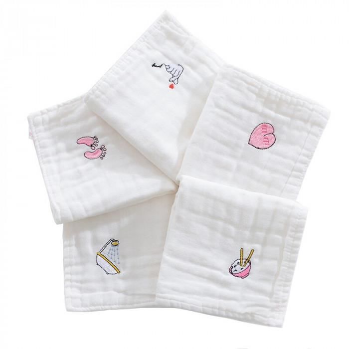 Version B Embroidery Blanc Herbabe Bebe Mouchoir Coton Mousseline Carre Serviettes 30x30 Enfants Visage Petite Serviette Salive Cdiscount Maison
