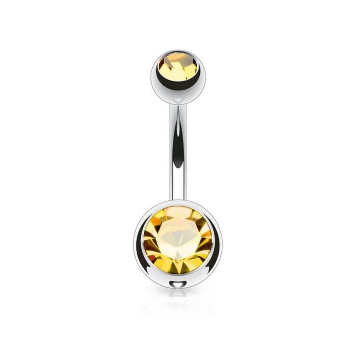 Piercing Nombril Boule Double Gem Topaze Cdiscount Au Quotidien