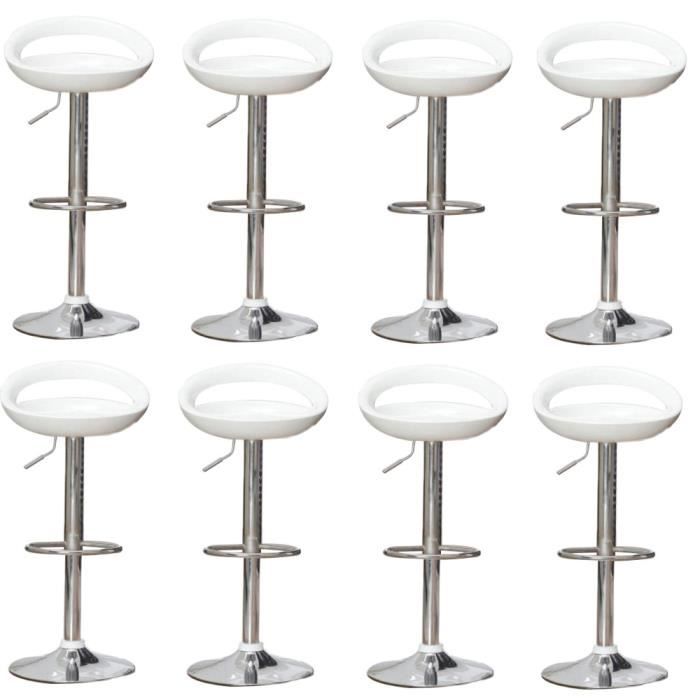 lot de 8 tabourets de bar réglables blanc assise en abs - goddess - contemporain - design - métal - intérieur