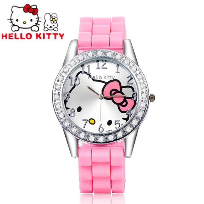 Hello Kitty Montres Fille luxe strass Montre enfants Dessin animé