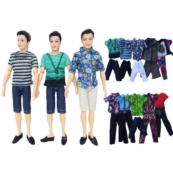 Lot de 18 vêtements de poupée pour poupée Ken, y compris 6 hauts, 6  pantalons, vêtements décontractés, 2 pantalons de plage, 4 paires de  chaussures