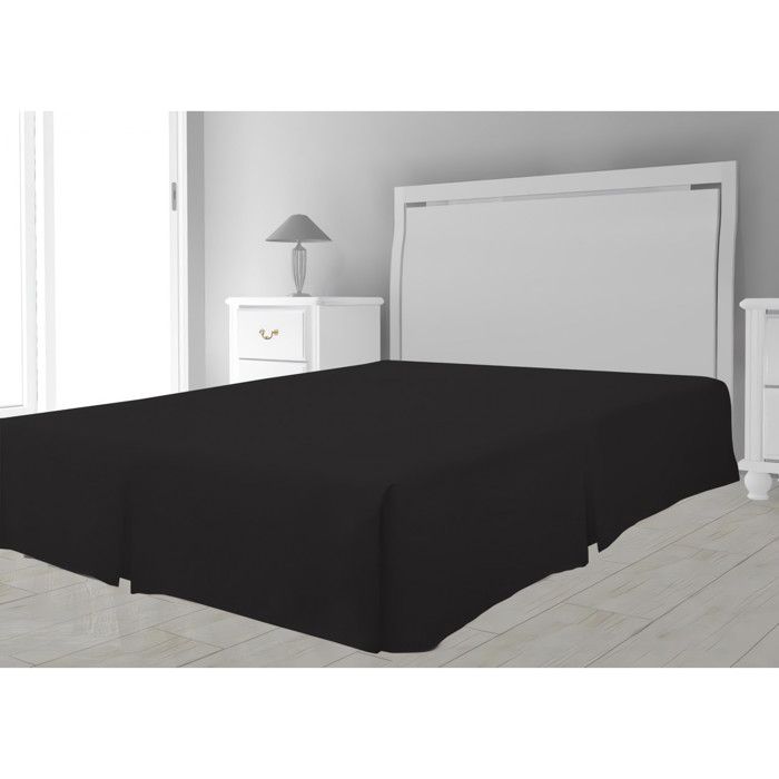 Cache sommier microfibre 160 x 200 cm - Noir