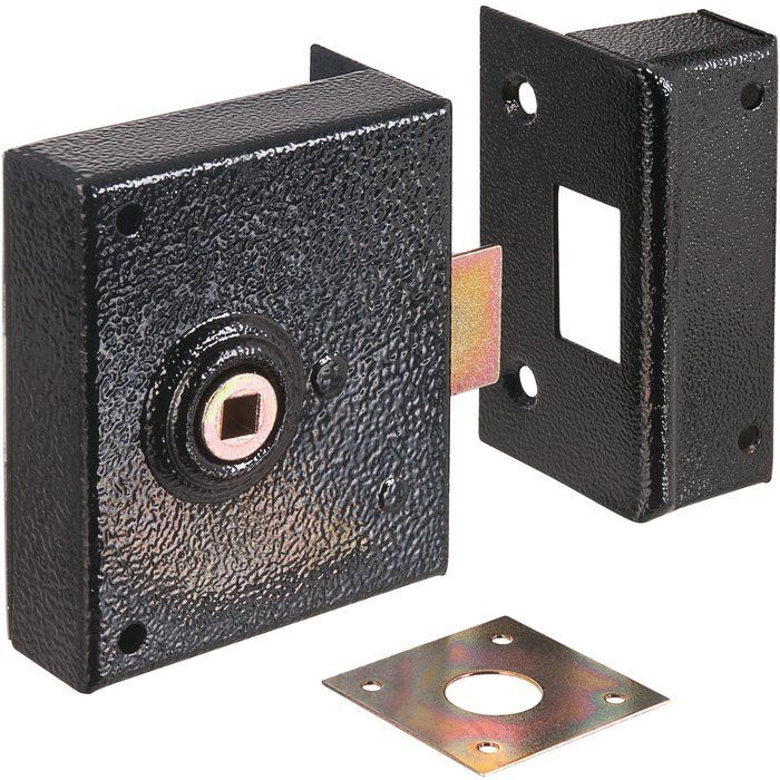 Serrure en applique noire à fouillot - Bec de cane - Axe à 55 mm - Série 526 - DOM