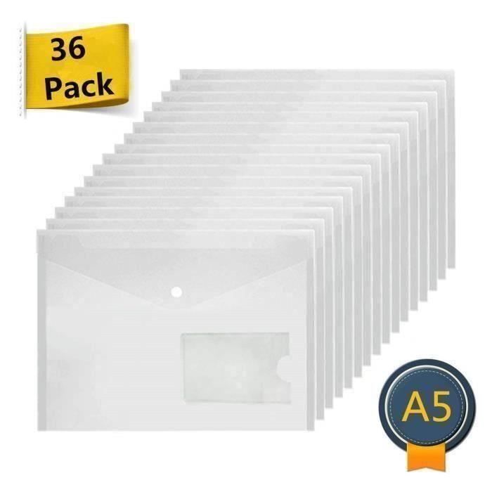 GOYADA 40 Pcs Pochette A5 Avec Bouton Pression - Enveloppes Plastique Transparentes Polypropylène