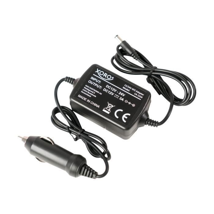 Xoro CA1224 — Adaptateur dalimentation pour voiture 12-24 V (Noir)