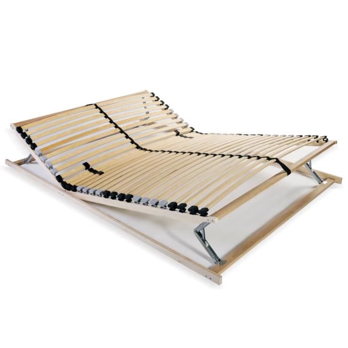 CHEZ STAR® Luxe Sommier à lattes avec 28 lattes 7 zones 140x200 cm Haut de gamme FR2085