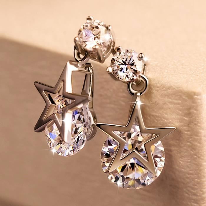 Boucles D'oreilles 6MM Puces Zirconium Argent Massif 925/000 Rhodié
