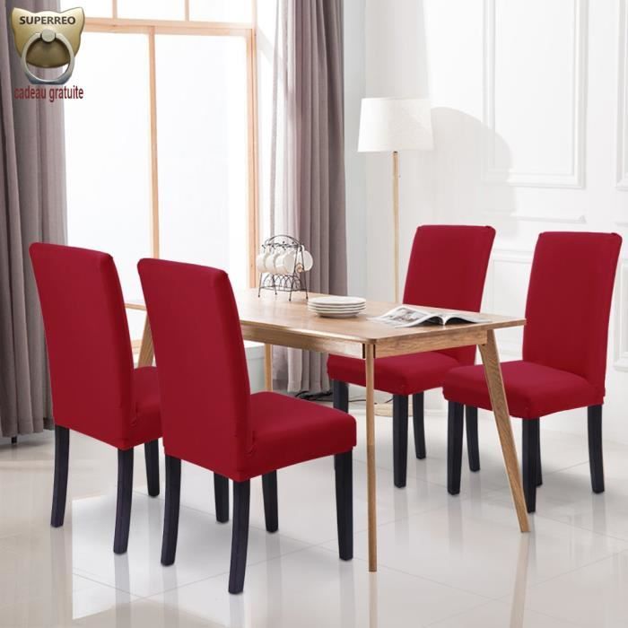 Housse de Chaise Mariage Extensible Rouge 4pcs StretchHousse Bi
