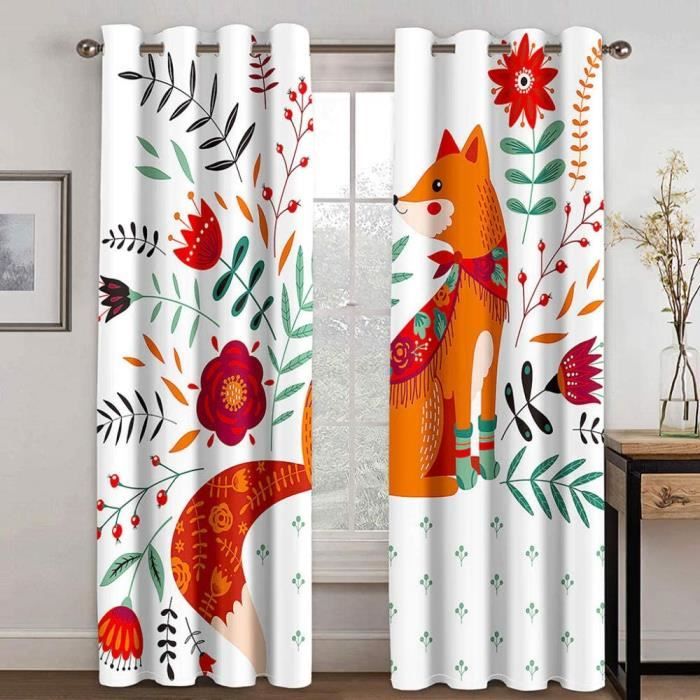 Rideau Occultant 100% Surf & Plage - Motif Dessin Animé - 2 Panneaux 110x215 Cm - Isolation Thermique & Anti-Bruit - Pour Chambre Salon