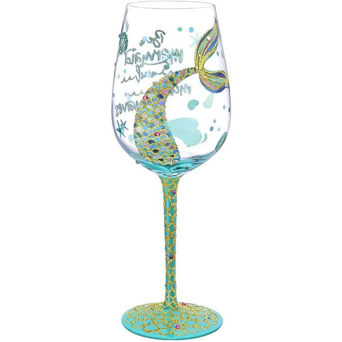 Verre à Vin Peint à La Main NymphFable - Motif Papillons Colorés, 42cl - Cadeau Mariage/Anniversaire