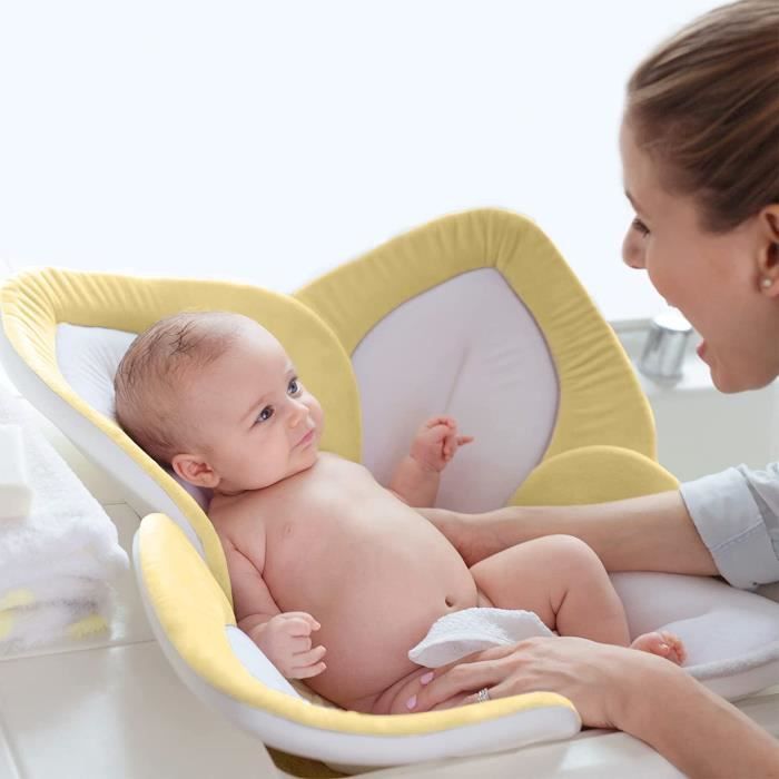 Siège De Baignoire Bébé Flottant - Coussin Réglable Avec Ceintures De Sécurité, Pour Nouveau-nés Jusqu'à 12 Mois (étoiles Blanches)