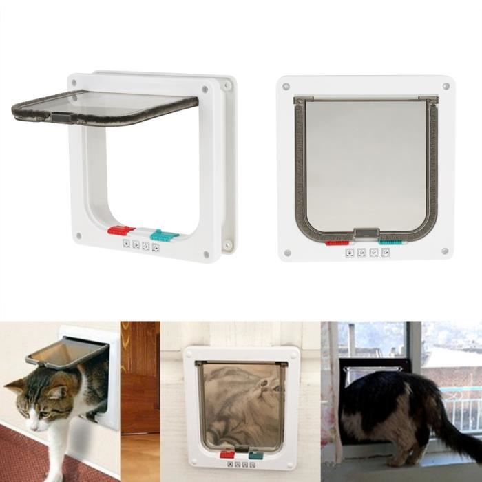 Chatière - M-ZOO - Intelligente - Verrouillable - Pour petit chat et chien blanc