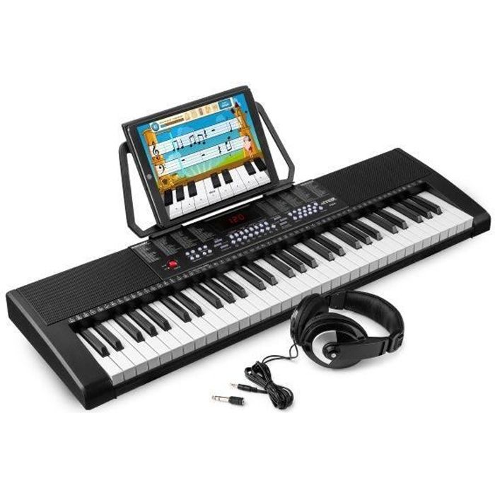 MAX KB4 - Clavier électronique pour débutant avec casque audio et  haut-parleurs intégrés, piano numérique 61 touches - Cdiscount Instruments  de musique
