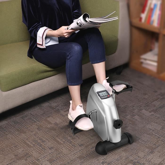 Mini vélo d'appartement Pédale Entraîner des Bras et Jambes pour Entraînement de Cardio Gris