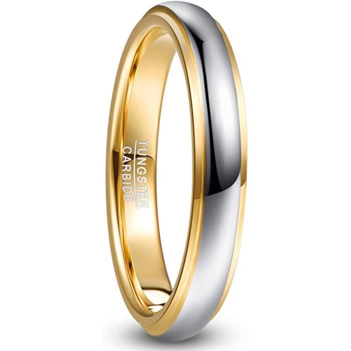 Zakk Bague Tungstène Or Poli Homme Femme - Alliance Mariage 2mm à 8mm Tailles 47-75