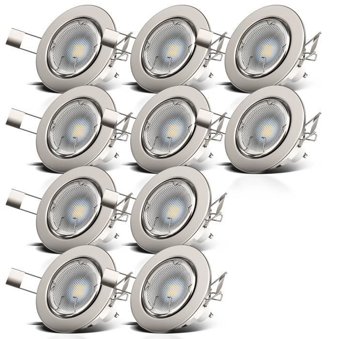 led à encastrer orientables lot de 10 spots nickel-mat spots plafond encastrables gu10