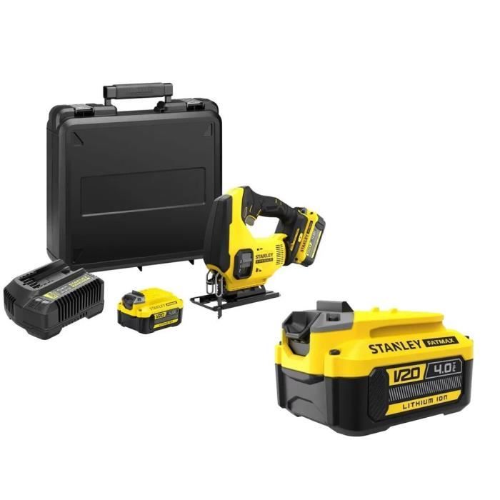 Scie Sauteuse - STANLEY FATMAX V20 - SFMCS600M2K-QW - Lithium 18V - 2 Batteries 4Ah + Batterie 18V 4Ah SFMCB204-XJ
