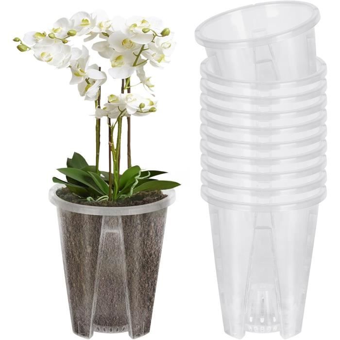 Pots à Orchidées ALI2 Transparents - Lot De 5, Plastique Avec Trous | Drainage Et Lumière Optimaux