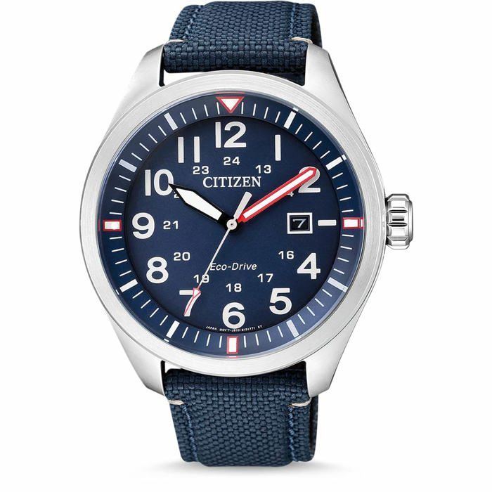 Citizen - Citizen AW5000-16L montre de sport montre pour hommes Bracelet en cuir date bleu Réf 57008