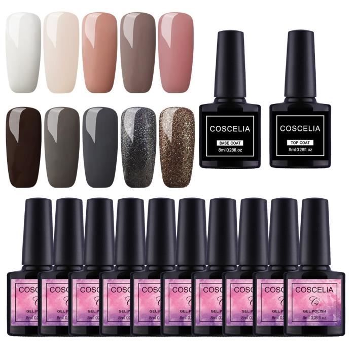 Vishine Lot De Vernis Gel Semi-Permanent (22 Couleurs Variés Avez Base Coat Top Coat) Vernis à