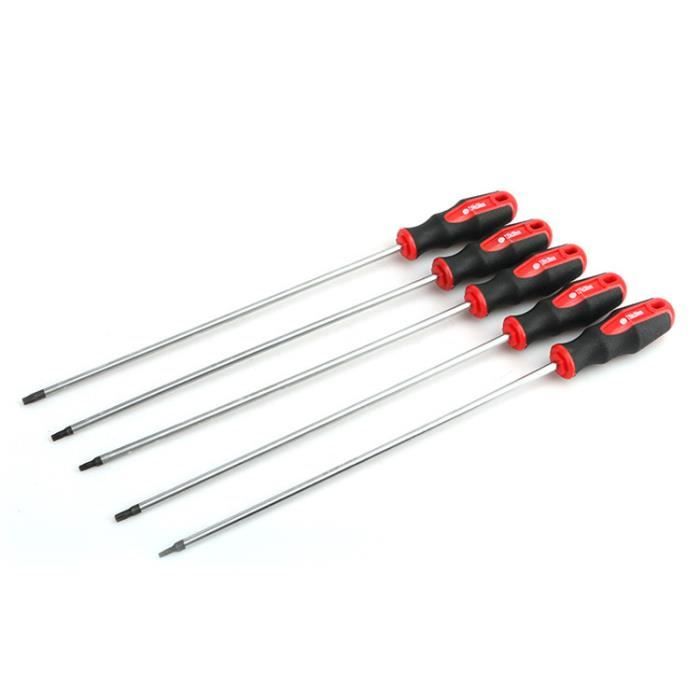 ROTATION Lot de 4 tournevis Torx à pointe magnétique, 4 tournevis Torx étoilés, T20, T25, T27, T30, pointe rouge | Rouge, brillant, acier S2
