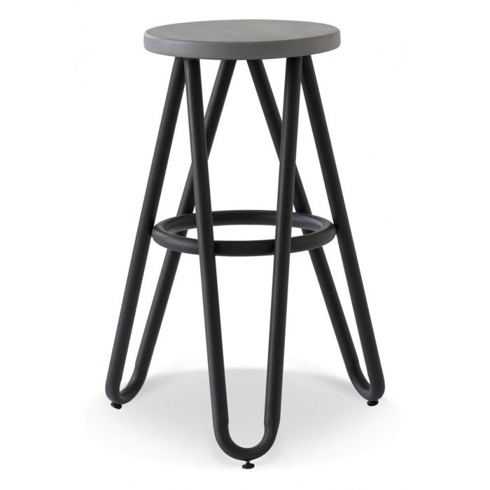 Tabouret Bois Métal Noir 45x45x65cm - Noir - Décoration dAutrefois