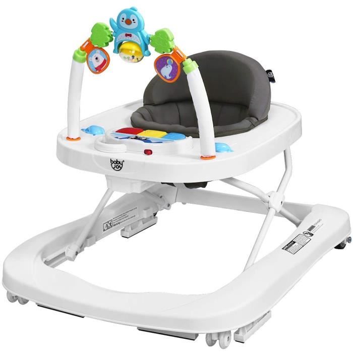 Dreamade Trotteur Marcheur Bebe Pliable Avec Jouets Interessants 3 Hauteurs Reglables 35 5 39cm Siege Amovible 71 X 62 X 56cm Gris Cdiscount Puericulture Eveil Bebe