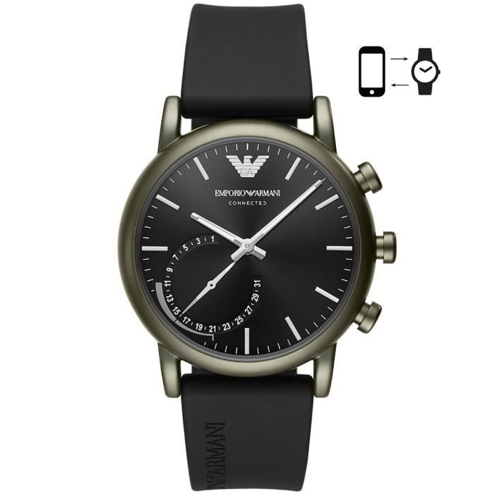 Montre connectee EMPORIO ARMANI CONNECTED en Resine Noir ART3016 Noir Achat vente montre Homme Adulte Noir Cdiscount