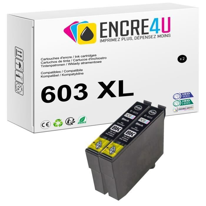 603XL ENCRE4U - Lot de 2 cartouches NOIR compatibles avec EPSON