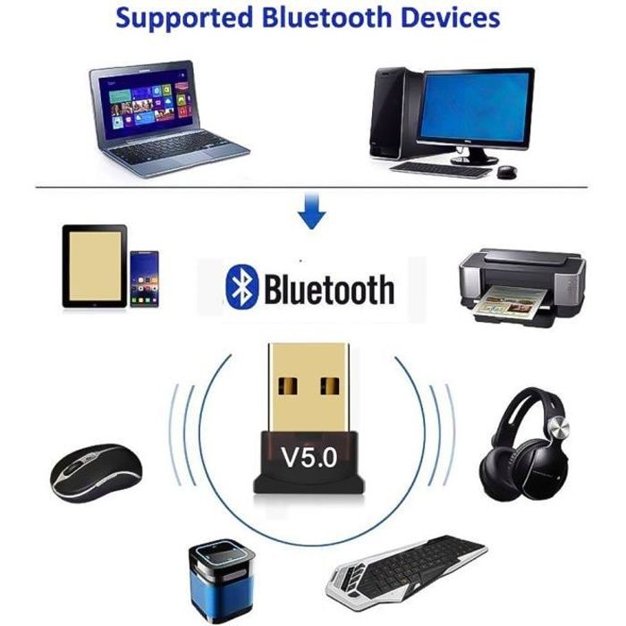Adaptateur USB bluetooth 5.0 émetteur récepteur bluetooth adaptateur audio bluetooth  adaptateur USB sans fil adapté pour ordinateur - Cdiscount Informatique