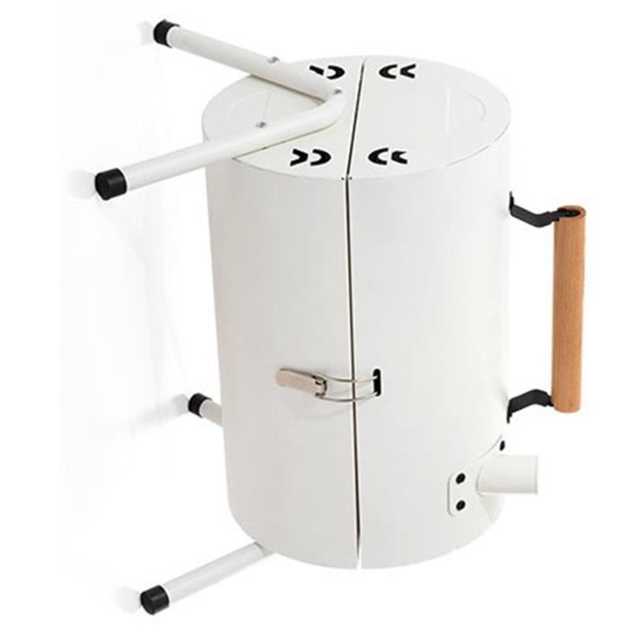Pot Allume-charbon Pour Barbecue - Fond Creux, Manche En Bois, En Fer Fin - Pour Un Démarrage Rapide Et Uniforme, Idéal Camping Et Jardin - 2