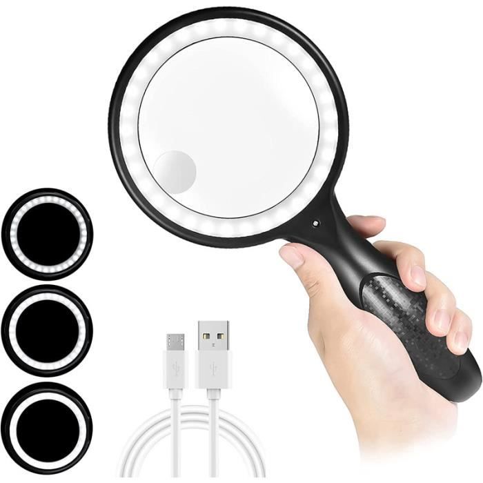 Loupe De Tête Avec éclairage LED Rechargeable - Grossissement 3.5x - Pour Lecture Et Travaux Précis