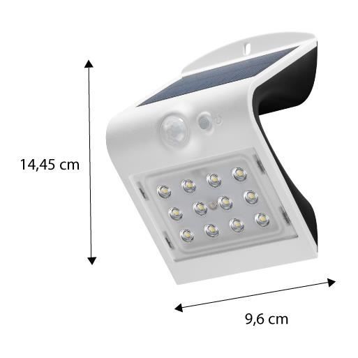 Lampe Murale Solaire LED avec detecteur de Mouvement - GOOBAY - Verre PVC - Blanc - 1 5W Lampe Murale Solaire LED avec detecteur de Mouvement - GOOBAY - Verre PVC - Blanc - 1 5W