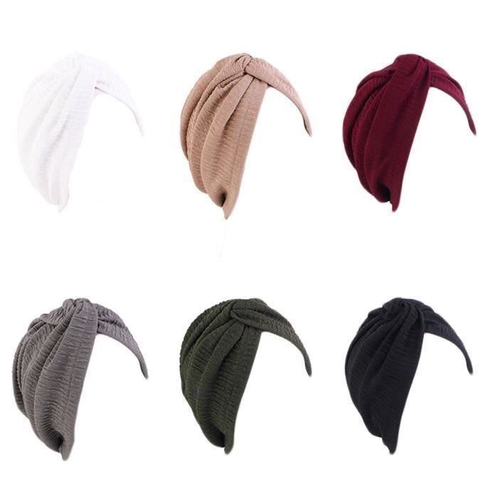 Turbans Pour Femmes Doux Turban Head Wrap Headwear Plissé Beanie Cap