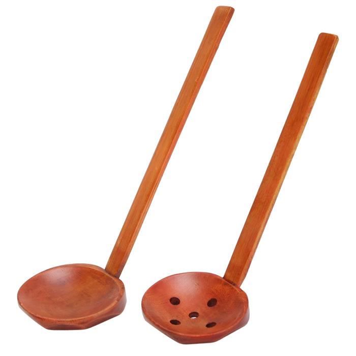 Pack De 2 Louches En Bois - Manche Long Pour Cuisine - Ustensiles De Cuisine Naturels