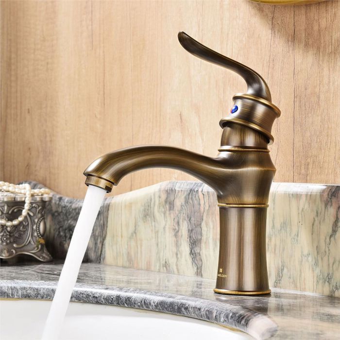 Robinet Lavabo Monocommande Doré LANNADD - Mitigeur Salle De Bain Laiton - Chromé Et Sans Plomb