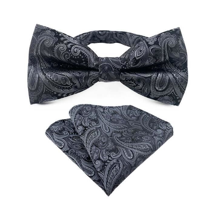 Kit élégant Nœud Papillon Homme - 3 Pièces : Nœud Papillon Réglable, Boutons De Manchette Et Pochette - Style Vintage