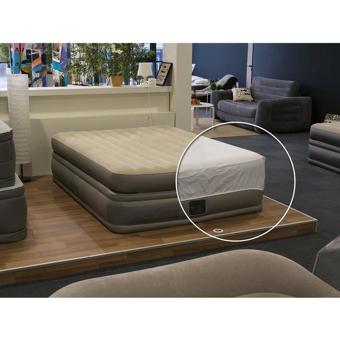 Pack matelas gonflable Prime Comfort 2 places Intex + Drap housse