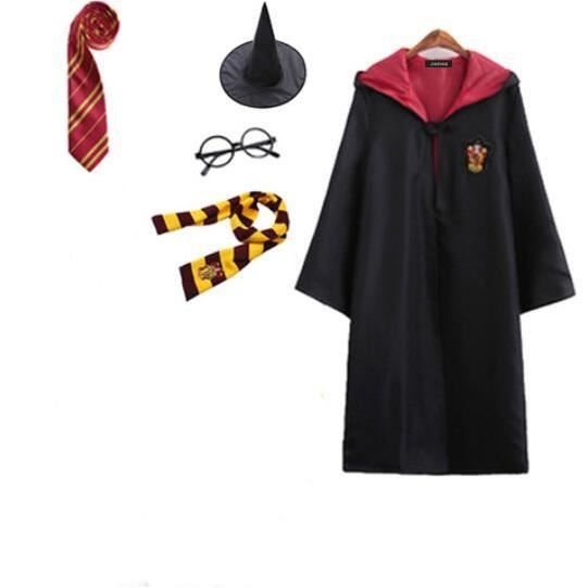 Harry Potter Déguisement Robe Cape avec Cravate Écharpe Lunettes