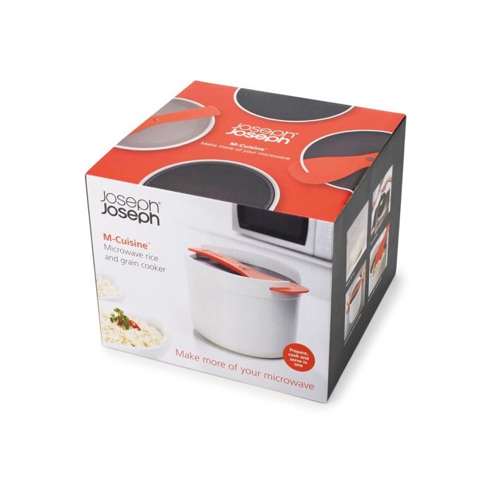 Cuiseur à riz micro-ondes - Joseph Joseph - 2L - Couleur pierre/orange - Cuillère multitâches - 4 personnes