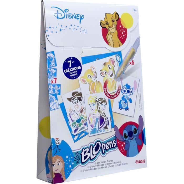 Kit Créatif Lansay Blopens Les Héros Disney 24502 – 6 Feutres à Souffler + 7 Pochoirs Réutilisables