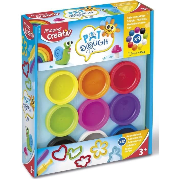 Set dargile de jeu avec accessoires - MAPED - Creativ - 9 couleurs - A partir de 2 ans