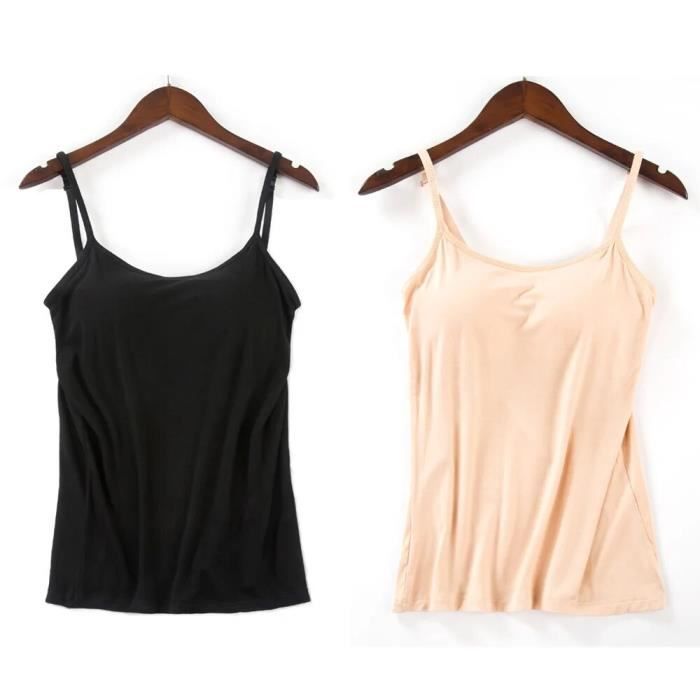 Lot De 3 Débardeurs Avec Soutien-gorge Intégré Rembourré - 95% Viscose, 5% élasthanne - Camisoles Sans Manches Pour Femme