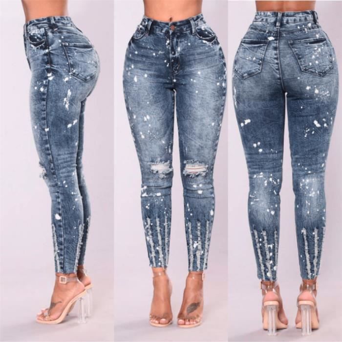 Slim Jeans M Droit Jambe Normal Taille 38 Bleu Jeans Femmes Pantalon Loisirs-pants NEUF