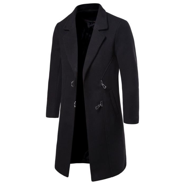 Trench Coat Classique Homme Manteau Coupe Vent Printemps Mince Manteau Leger Jacket,Noir