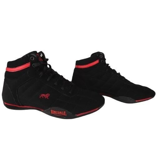 baskets - lonsdale - camden mid - noir - rouge - homme