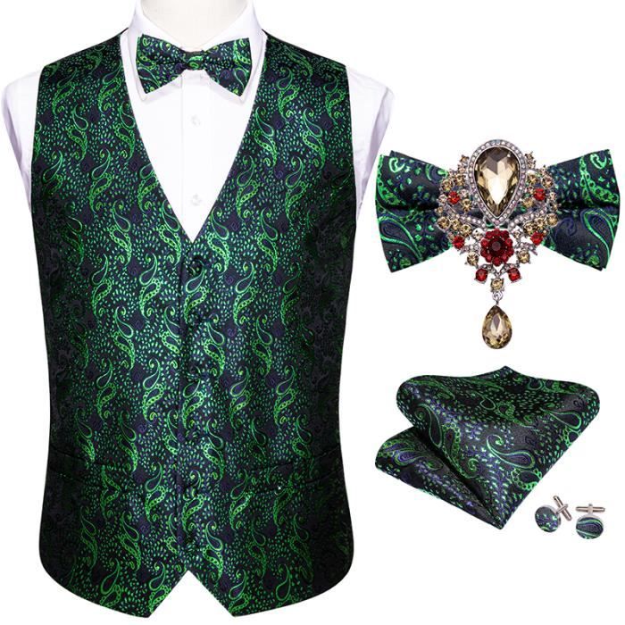Gilet De Costume Gilet Costume Homme Enlision Gilet Costume Bleu Brillant Homme Mariage Paisley Ensemble De Cravate Et Pochette Jacquard Gilets Sans Manche Pour Fête 3XL Gilet Paisley Femme Gilet Homme à