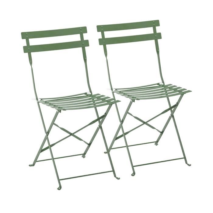 Lot de 2 chaises pliantes en acier vert cactus Rome - Oviala