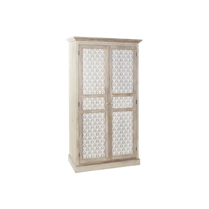 Armoire en bois paulownia avec 2 portes et 3 étagères Largeur 98 x